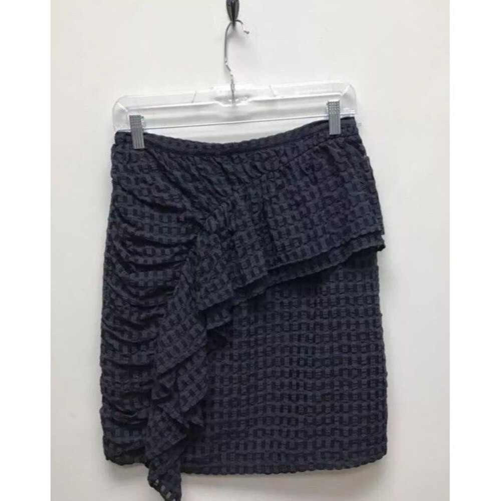 Anthropologie Current Air Womens Pencil Skirt Blue Textured Pleated Ruffles M